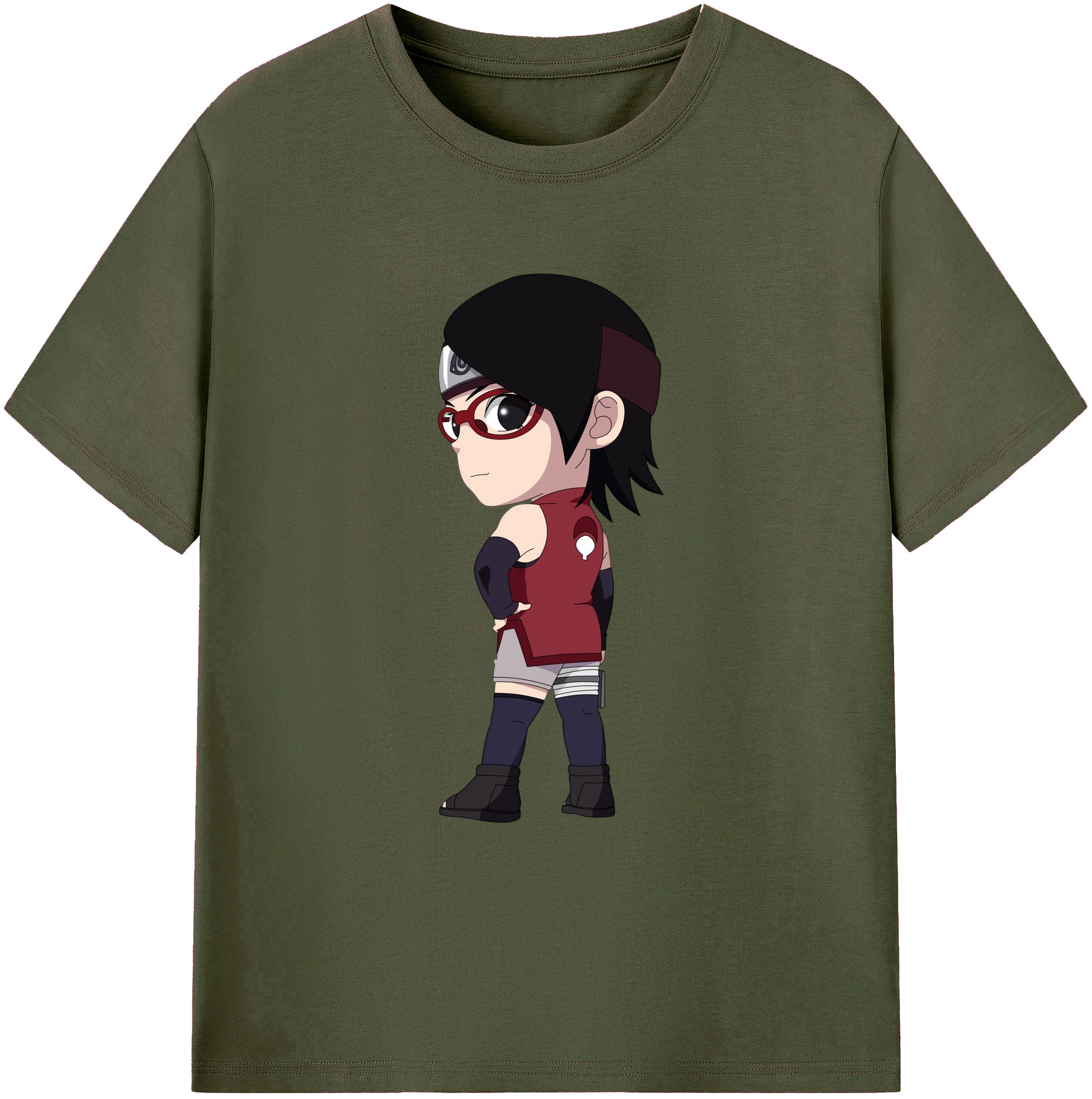 （画像用） NARUTO -ナルト- うちは サラダ Uchiha Sarada 綿100％ メンズ半袖Tシャツ｜肌触りやわらか＆通気性